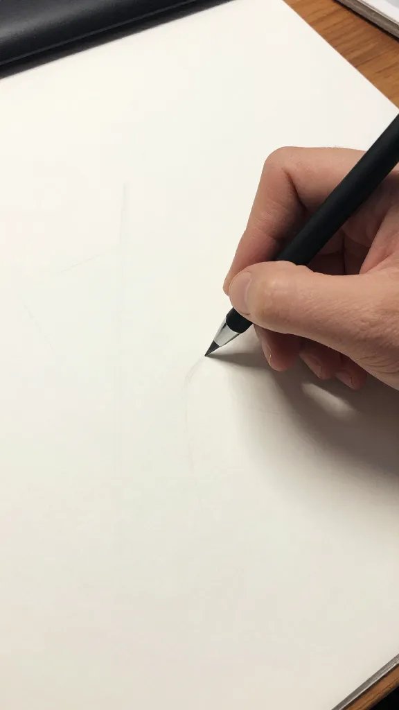 Closeup of a single person sketching alone at a desk