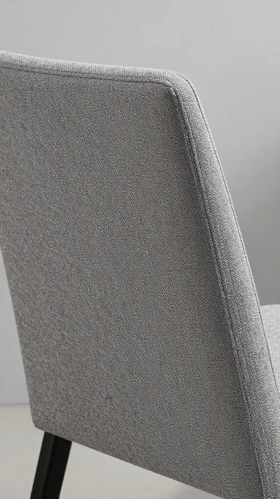 closeup of a minimalist dining chair fabric texture