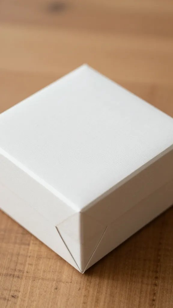 closeup of a single elegant gift box on a wooden table