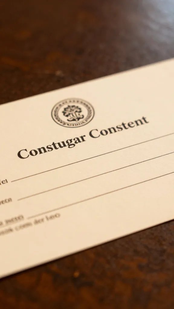 closeup of a warmly spoken consent card on a coffee table