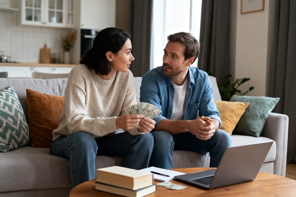 A couple planning money goals together