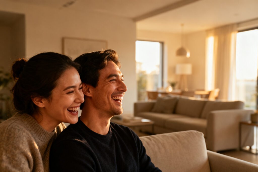 A couple sharing a laugh