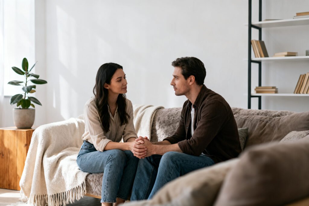 A couple reaching a calm understanding