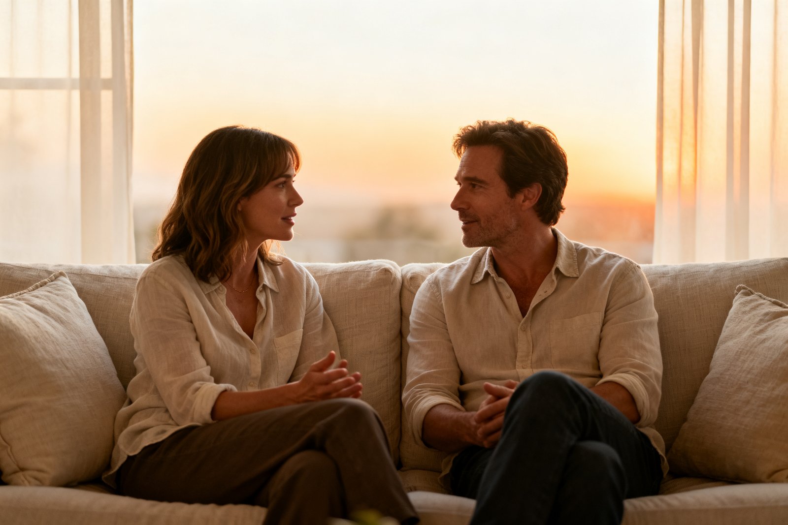 Couple in a deep, open conversation