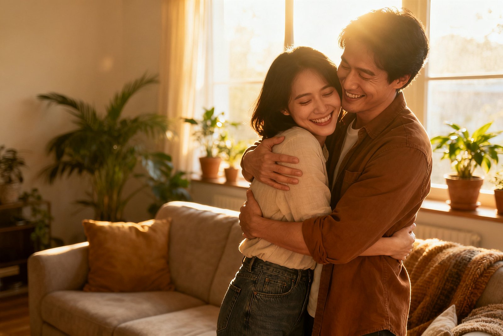 Couple reuniting after time apart
