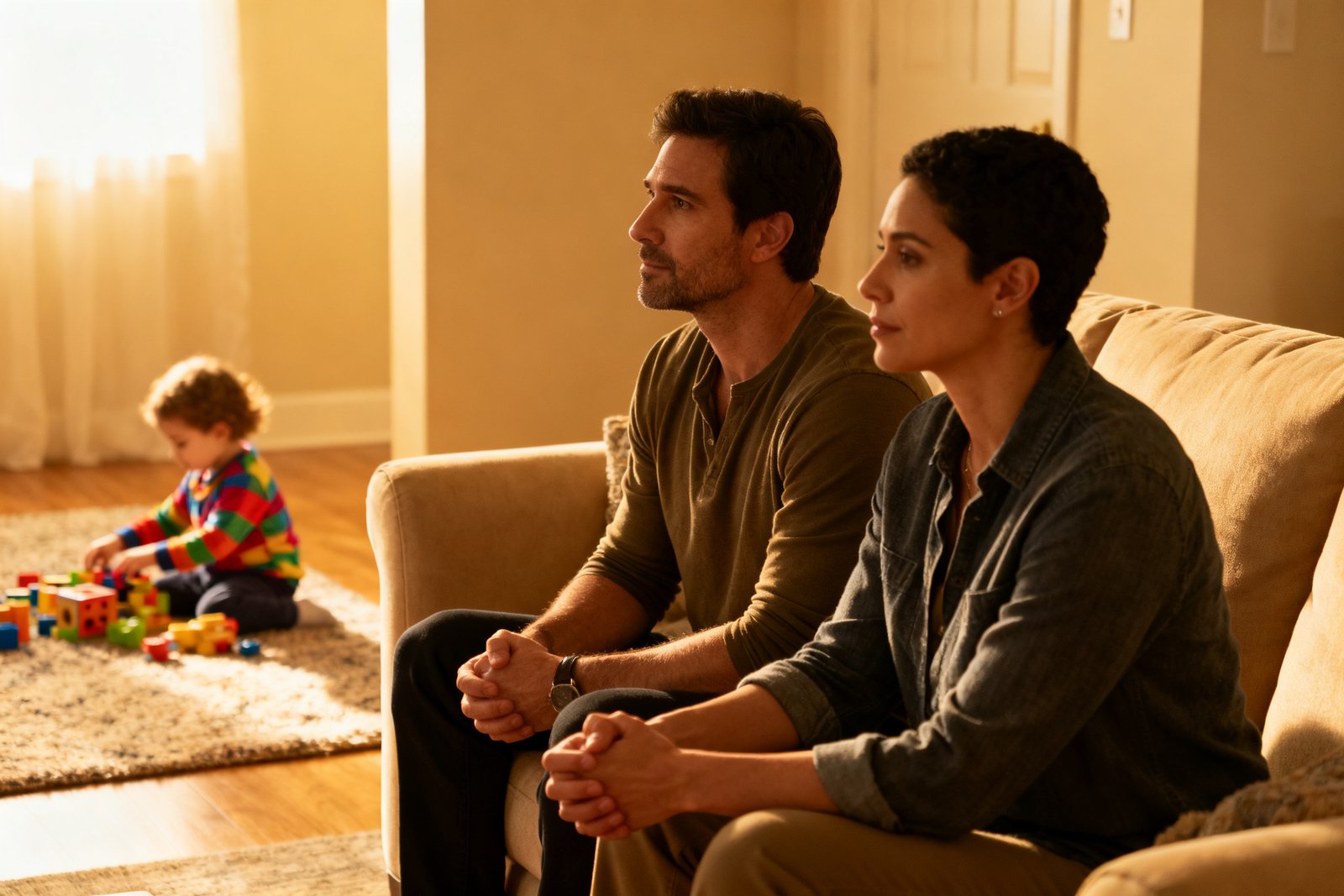 Parents discussing calmly at home