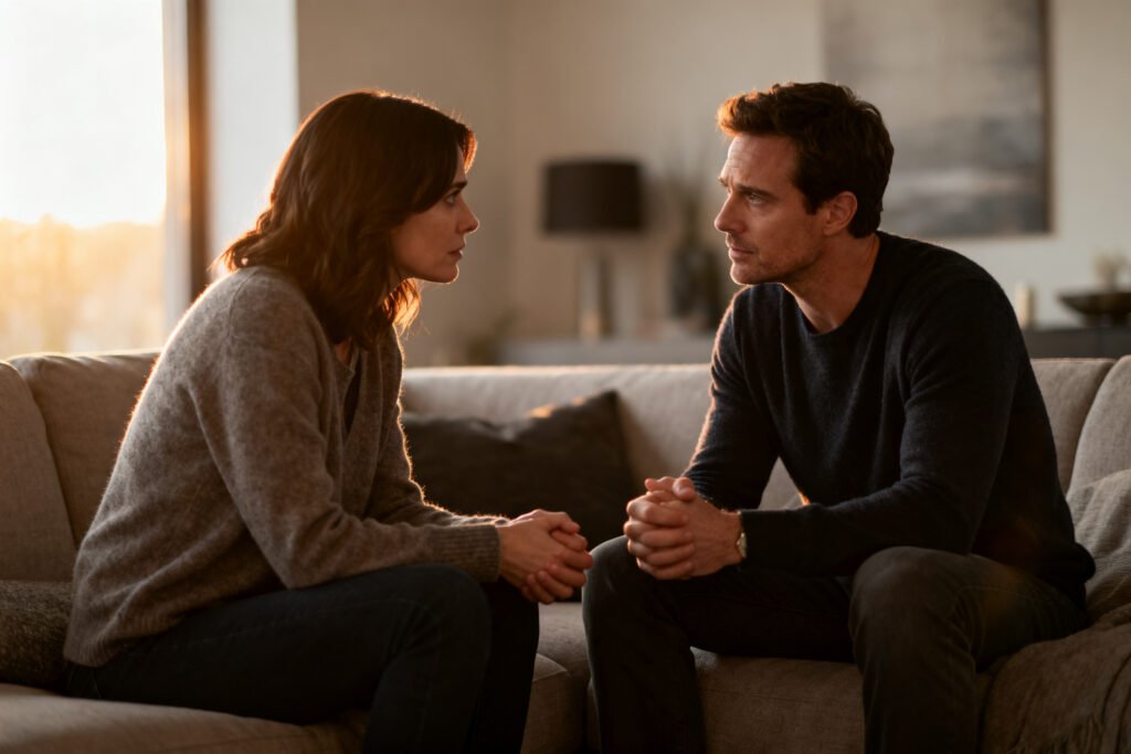 A couple resolving a conflict calmly