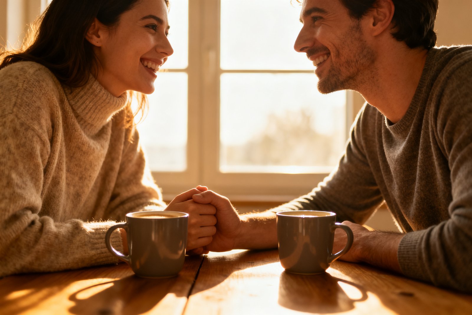Couple sharing appreciation over coffee