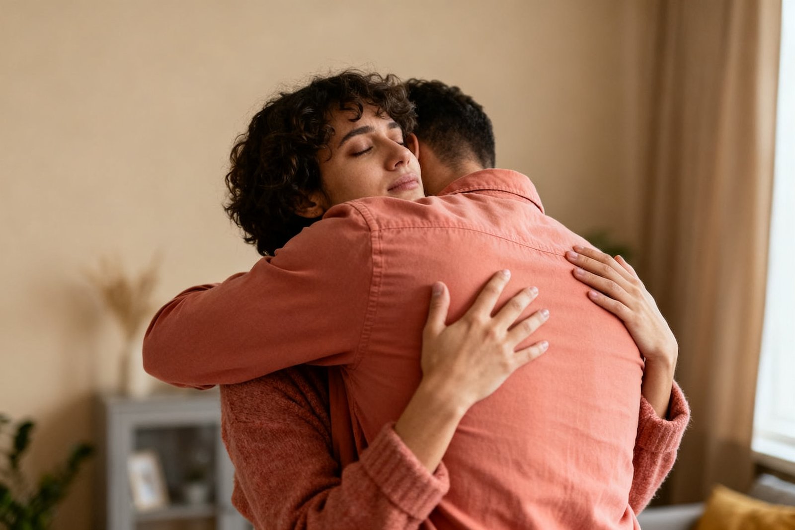 A couple reconnecting with quiet hope
