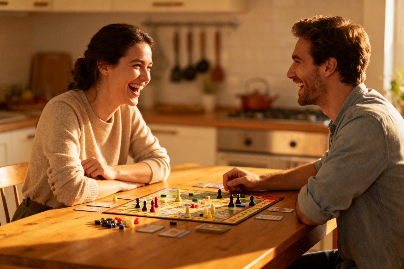 Couple playing a game together
