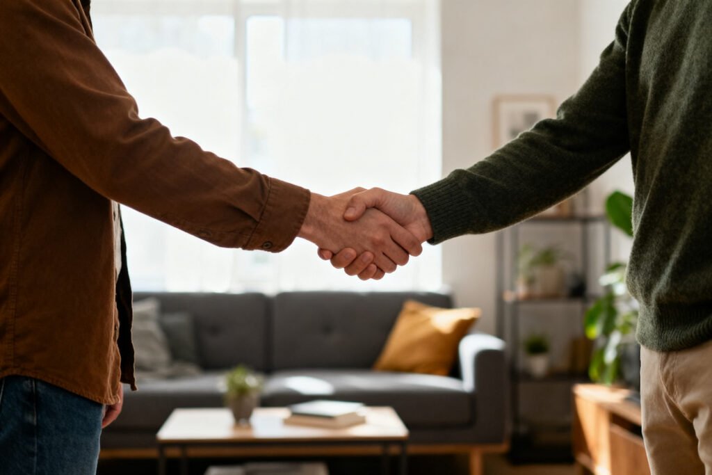 A couple agreeing on a decision together