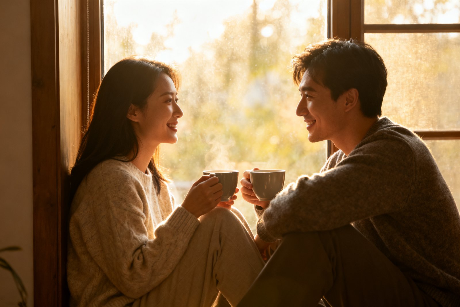 Couple sharing tea and conversation