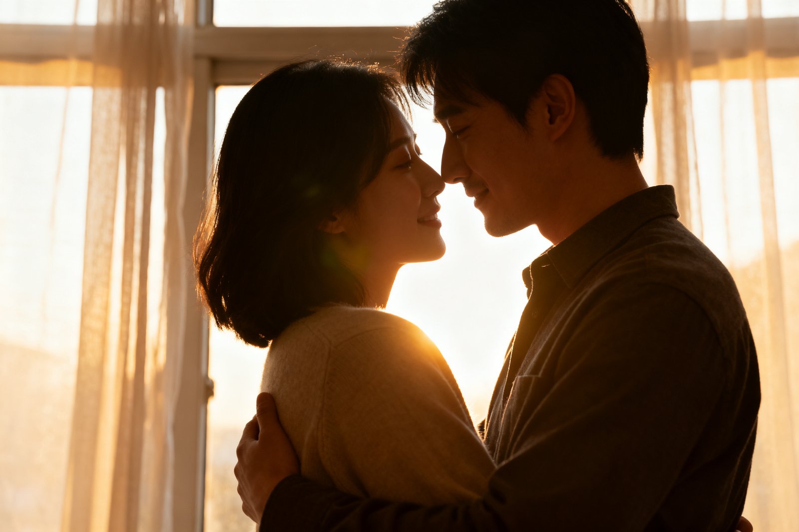 Couple sharing a morning hug