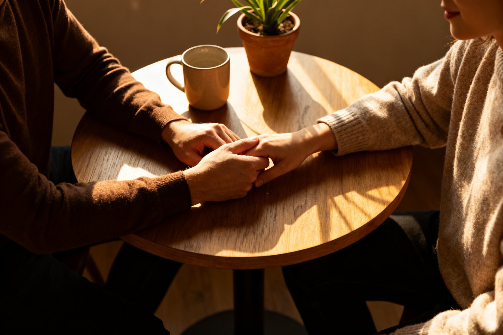 Couple connecting over meaningful questions