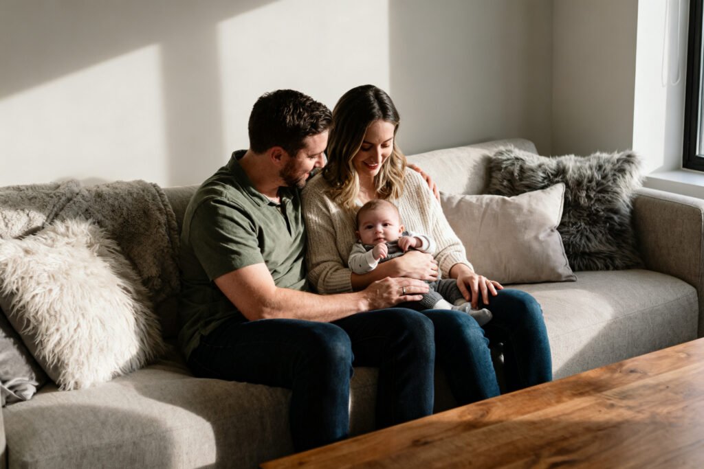 A couple with a baby at home
