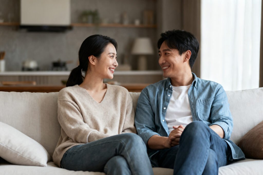 A couple smiling in agreement