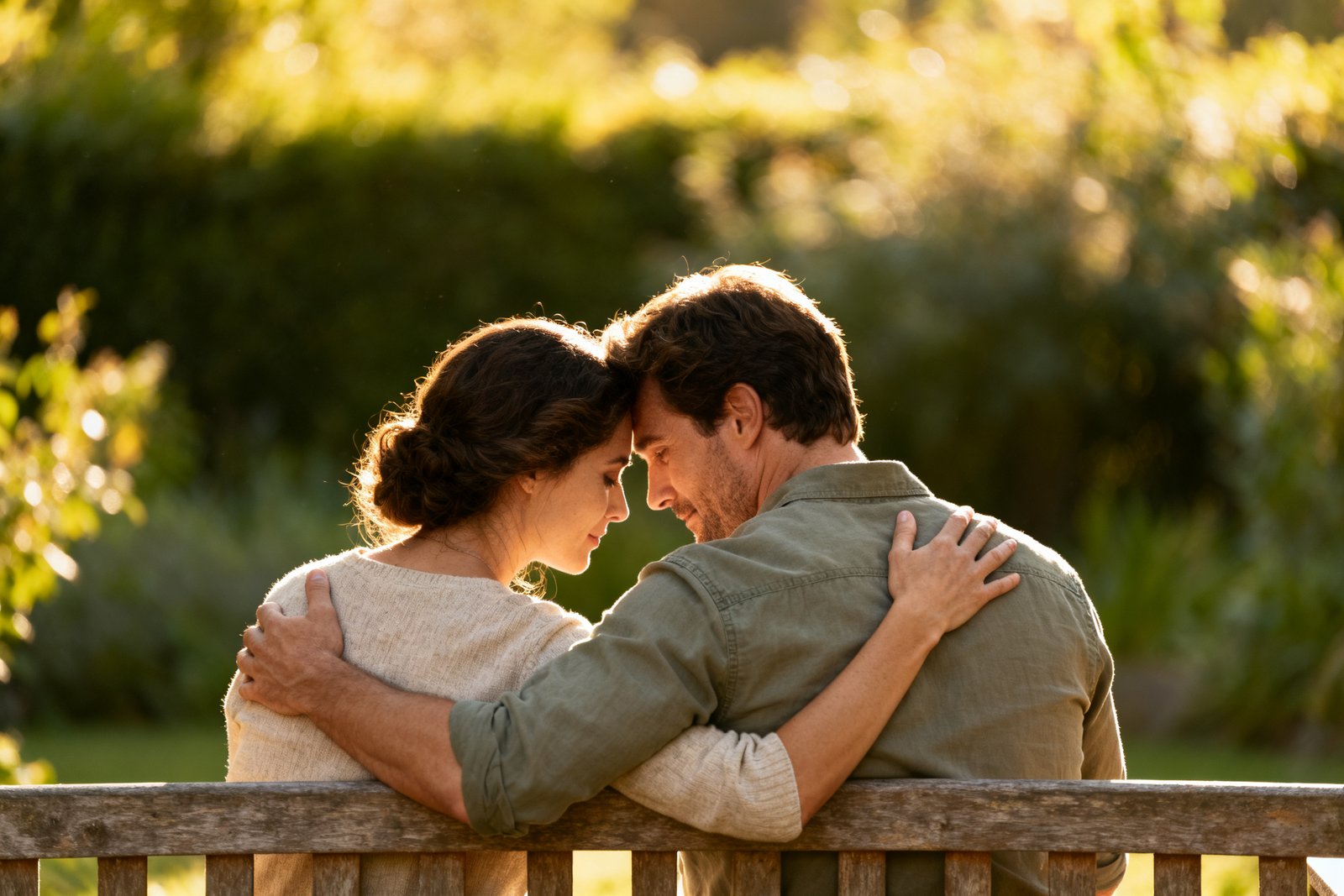 Couple reassuring each other on the couch