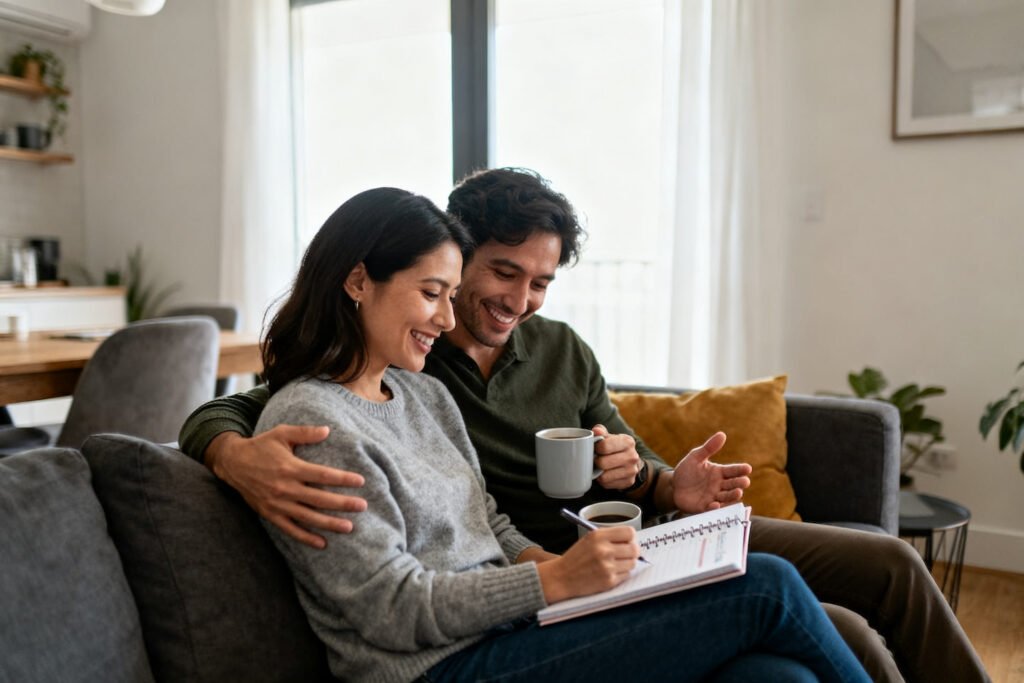 A couple planning their week together