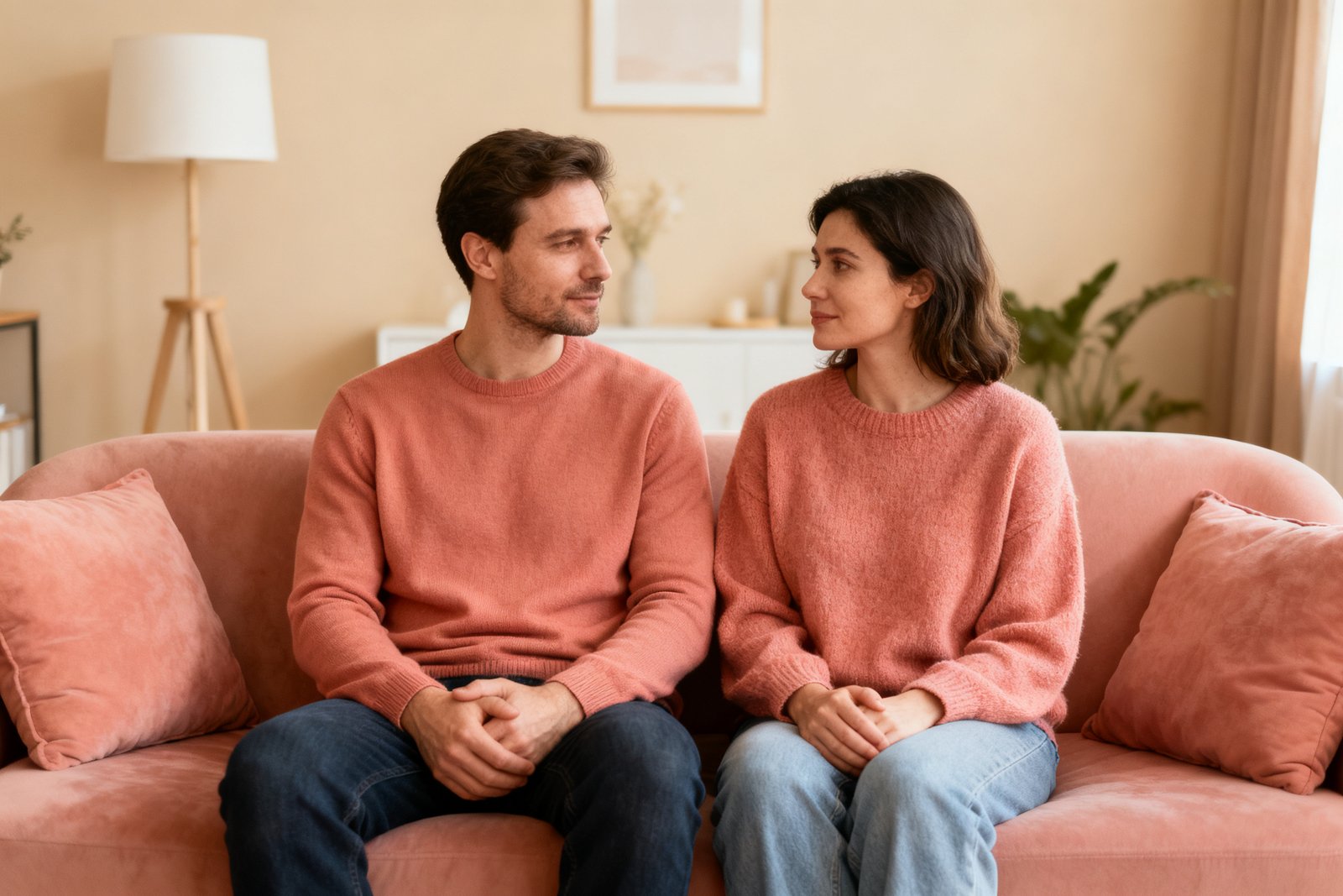 Two partners relaxed and comfortable together
