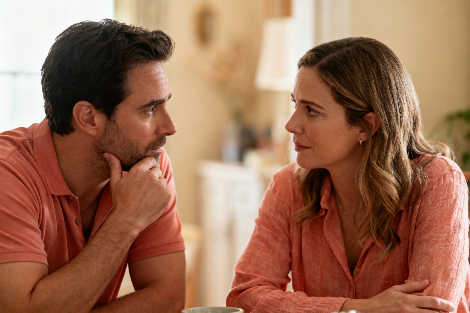 A couple in thoughtful conversation, understanding