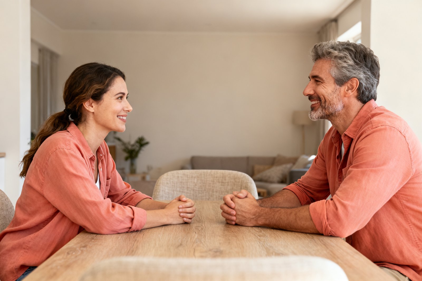 Partners setting hopeful intentions together at a table