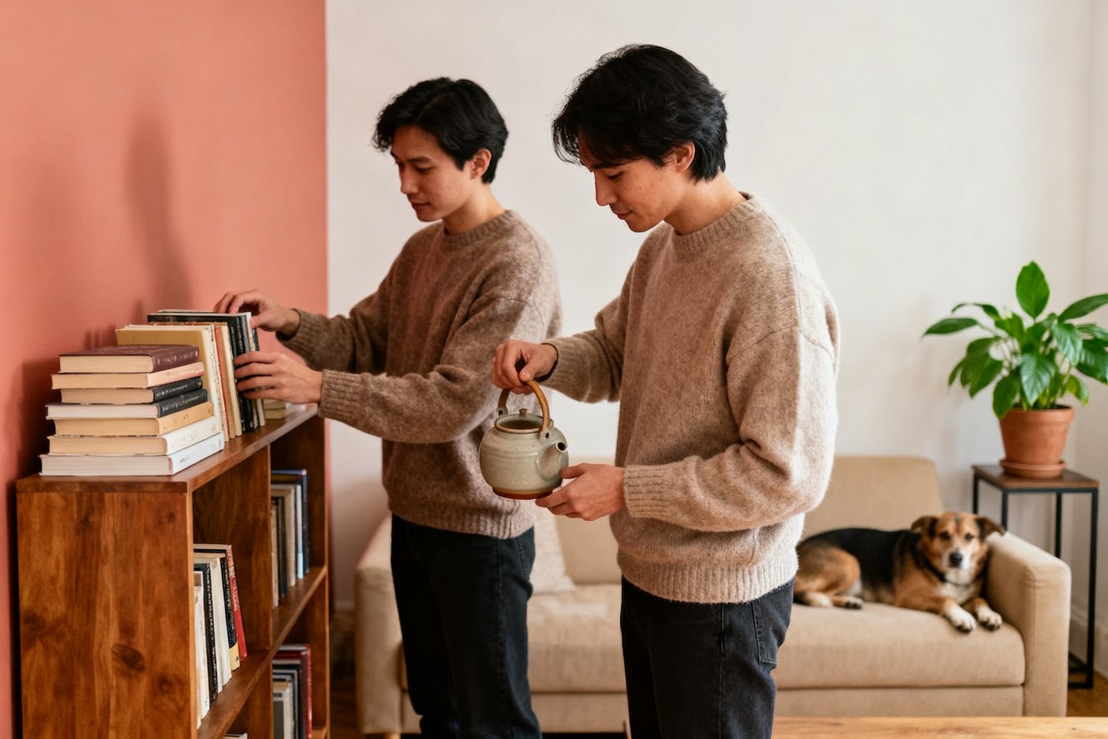 Partners working together as a team at home
