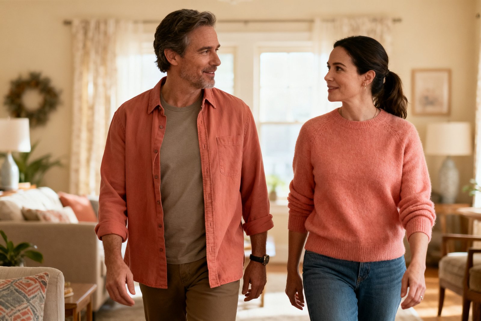 Two people taking a walk together and talking