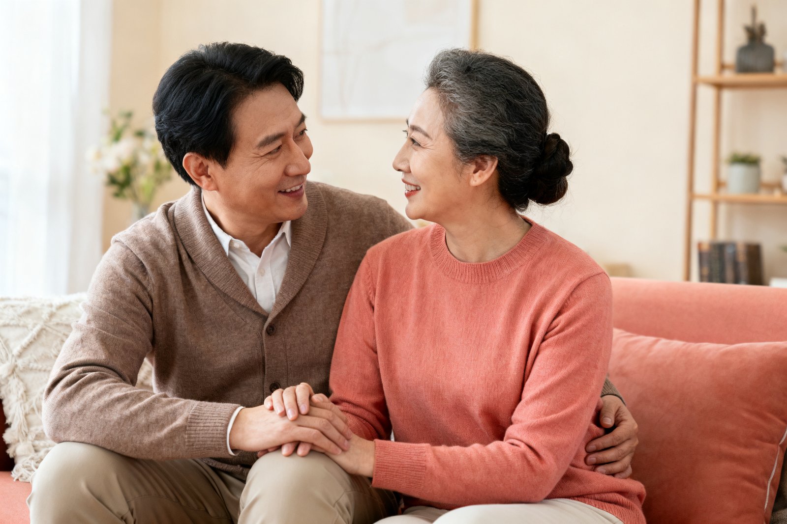 A close, tender moment of two people talking softly